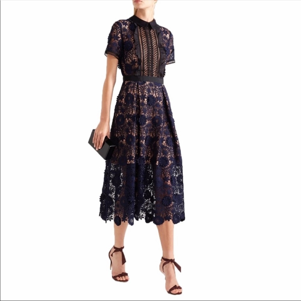 Few Moda Blue & Black Floral Lace Dress Sz. Small